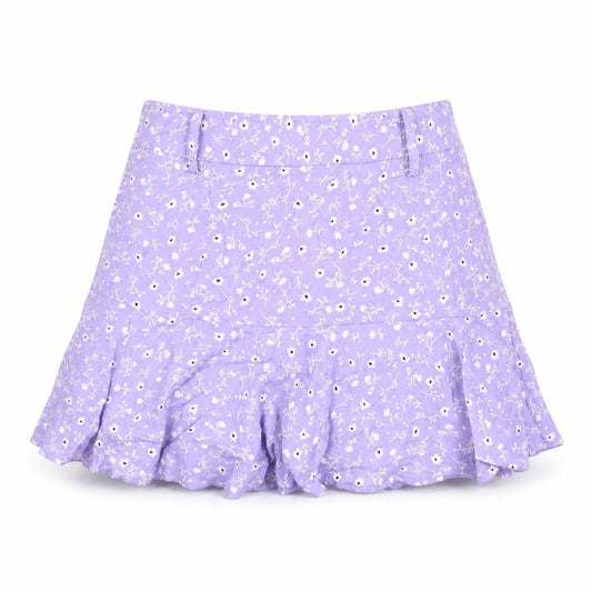Zara Womens Purple Floral Viscose Flare Skirt Size S Zip