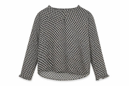 H&M Womens Grey Geometric Polyester Basic Blouse Size 12 V-Neck