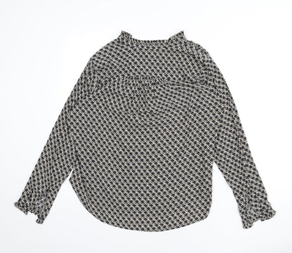 H&M Womens Grey Geometric Polyester Basic Blouse Size 12 V-Neck