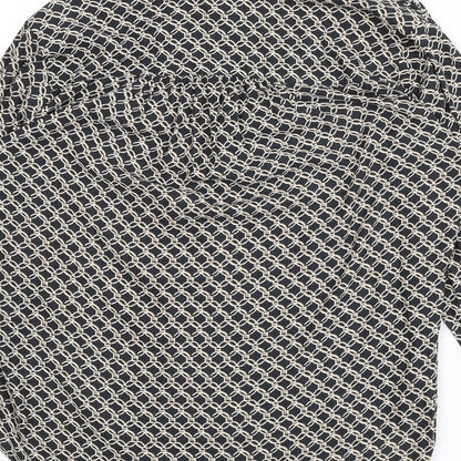 H&M Womens Grey Geometric Polyester Basic Blouse Size 12 V-Neck