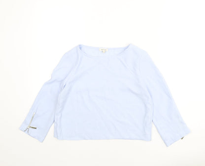 River Island Womens Blue Polyester Basic Blouse Size 6 Round Neck - Zip Sleeves