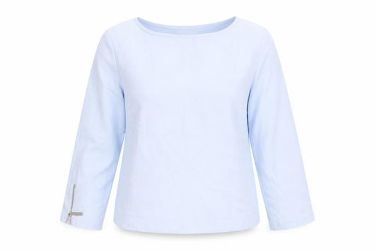 River Island Womens Blue Polyester Basic Blouse Size 6 Round Neck - Zip Sleeves