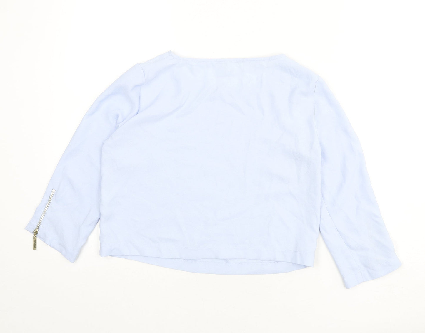 River Island Womens Blue Polyester Basic Blouse Size 6 Round Neck - Zip Sleeves