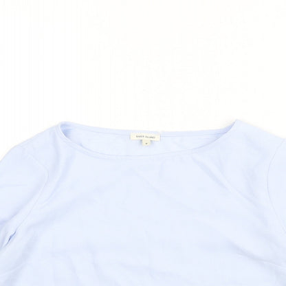 River Island Womens Blue Polyester Basic Blouse Size 6 Round Neck - Zip Sleeves