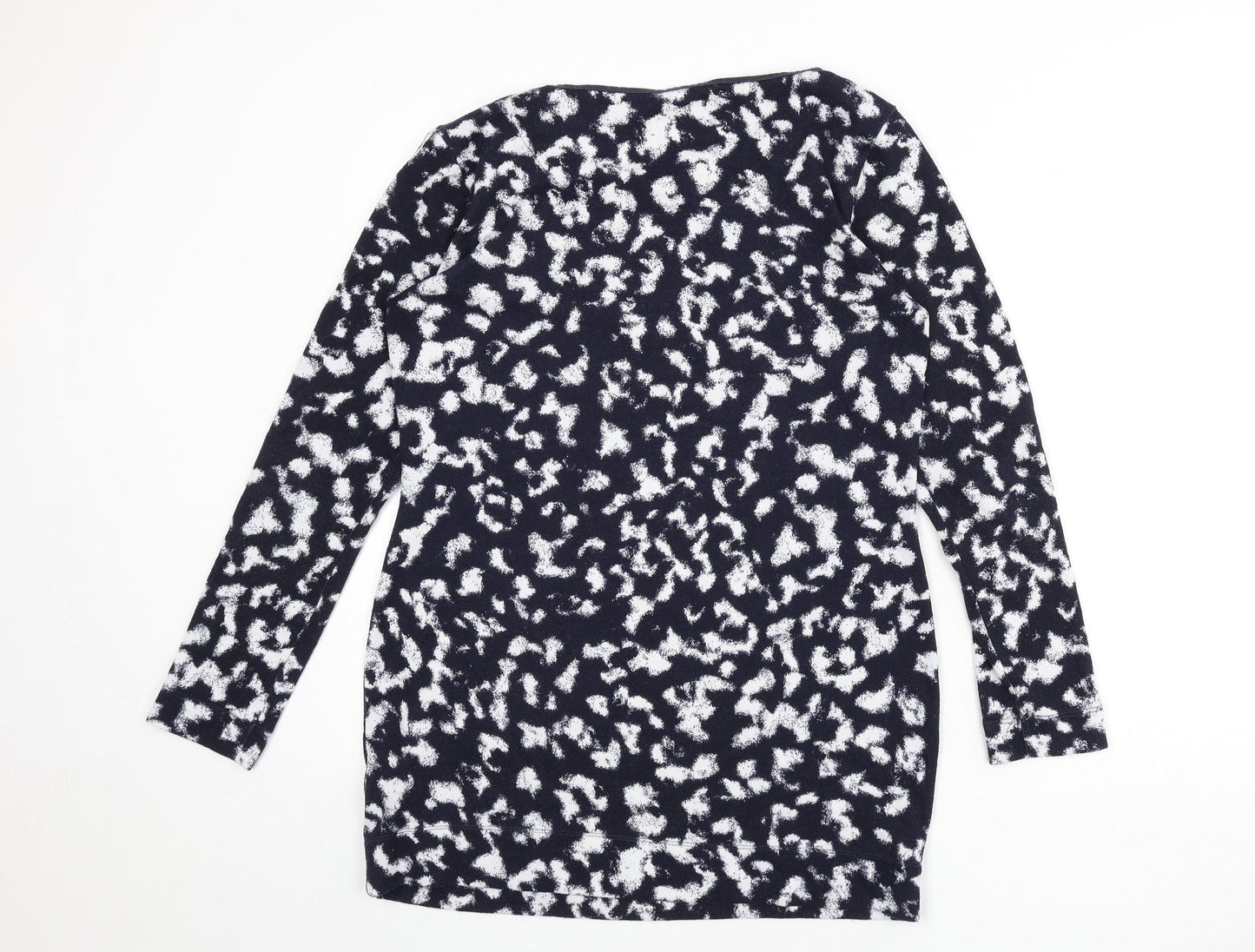 Marks and Spencer Womens Blue Round Neck Animal Print Polyester Pullover Jumper Size 12 - Leopard Print