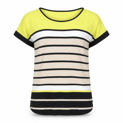 Oasis Womens Multicoloured Striped Viscose Basic T-Shirt Size S Boat Neck