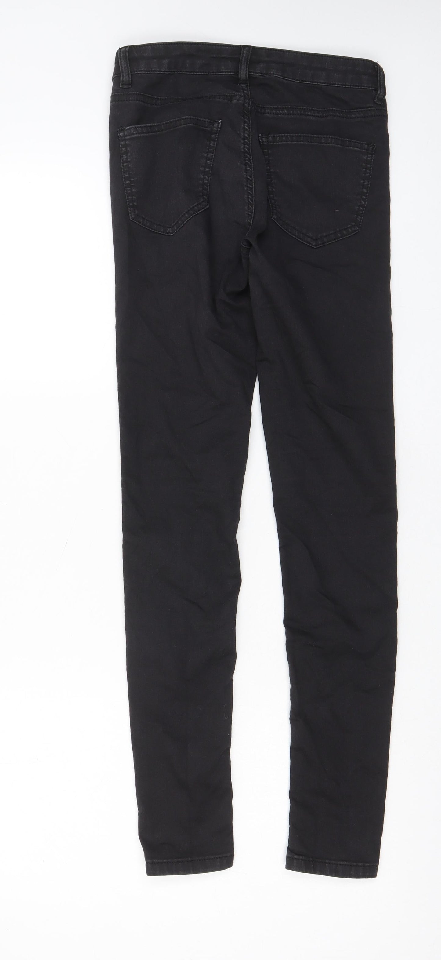 Warehouse Womens Black Cotton Skinny Jeans Size 10 L28 in Regular Zip - Pockets, Belt Loops