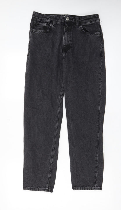 Mango Womens Black Cotton Mom Jeans Size 8 L26 in Regular Zip - Pockets, Belt Loops