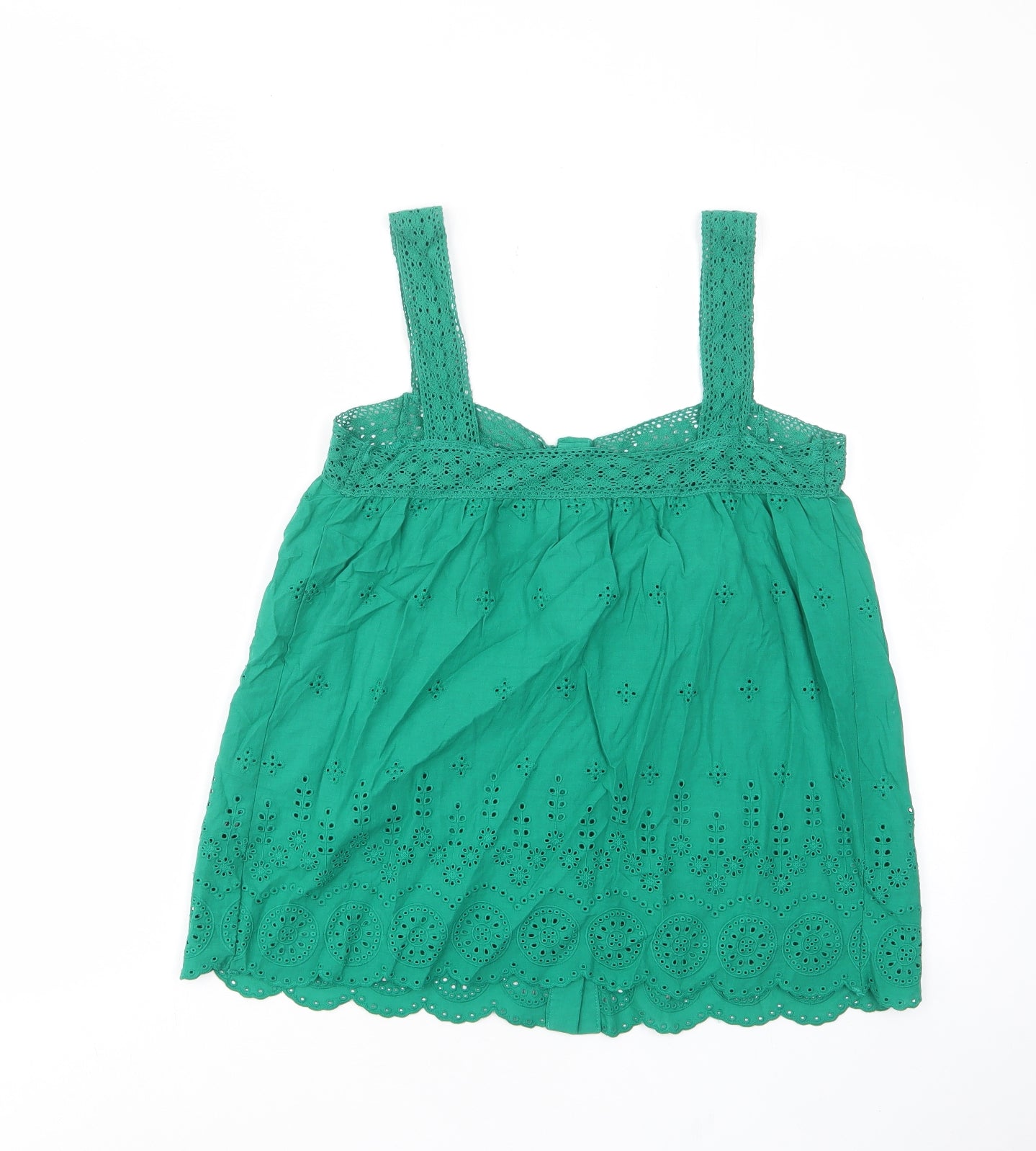 marks and Womens Green Cotton Basic Tank Size 8 Scoop Neck