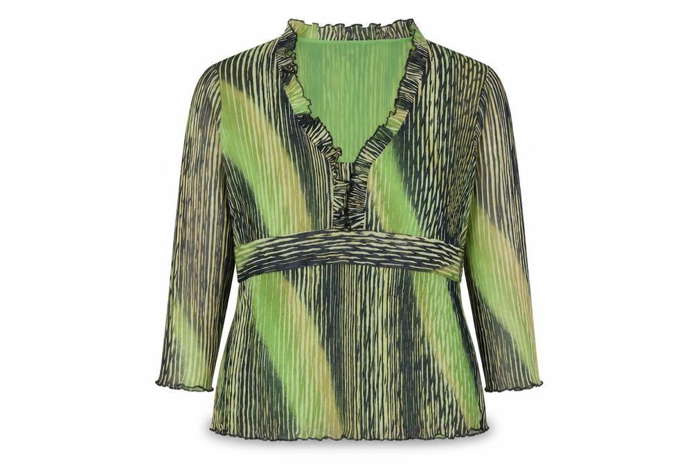 Per Una Womens Green Geometric Polyamide Basic Blouse Size 12 V-Neck