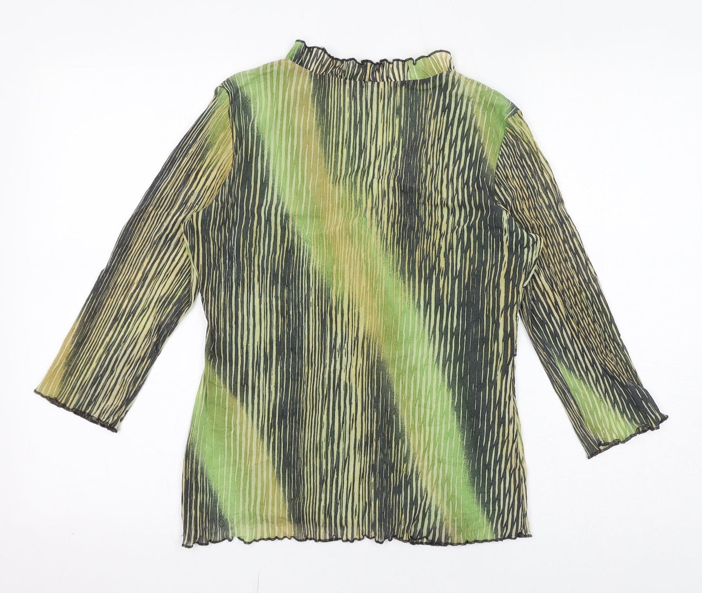 Per Una Womens Green Geometric Polyamide Basic Blouse Size 12 V-Neck