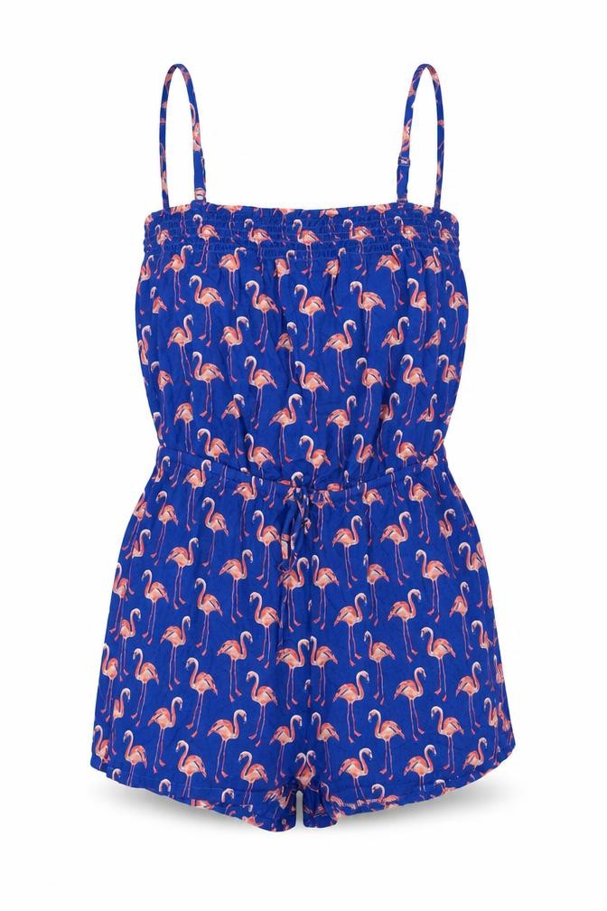 Marks & Spencer Womens Blue Geometric Viscose Playsuit One-Piece Size 8 Pullover - Flamingos