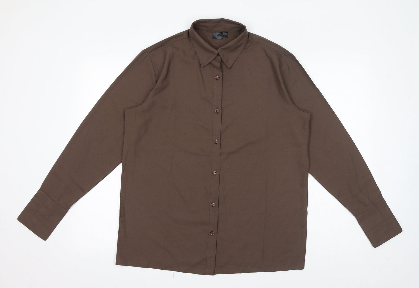 Destello Womens Brown Polyester Basic Button-Up One Size Collared