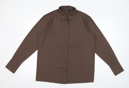 Destello Womens Brown Polyester Basic Button-Up One Size Collared