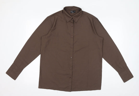 Destello Womens Brown Polyester Basic Button-Up One Size Collared