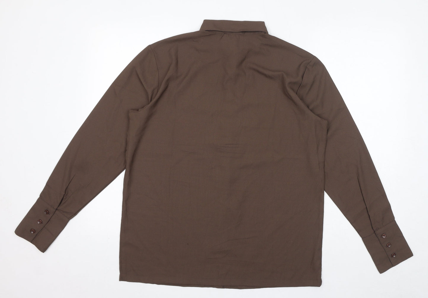 Destello Womens Brown Polyester Basic Button-Up One Size Collared