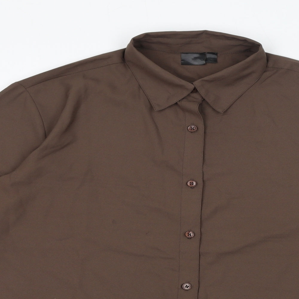Destello Womens Brown Polyester Basic Button-Up One Size Collared