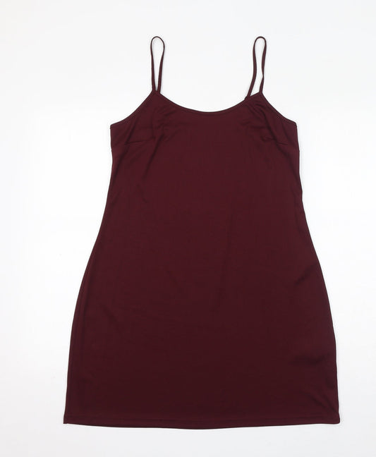 New Look Womens Red Polyester Tank Dress Size 12 Round Neck Pullover