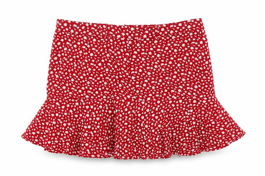 Review Womens Red Floral Viscose Skort Skirt Size S Zip