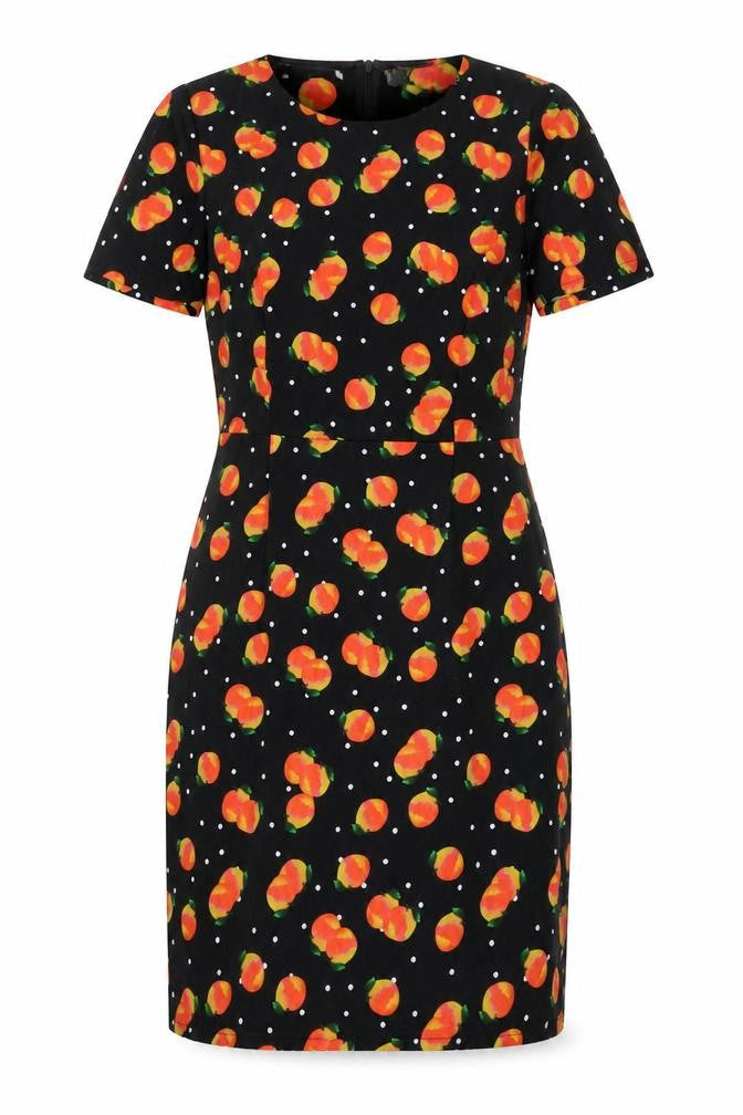 Sugarhill Womens Black Polka Dot Polyester Mini Size 10 Round Neck Zip - Fruit