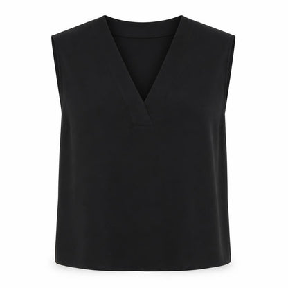 H&M Womens Black Polyester Basic Blouse Size 12 V-Neck