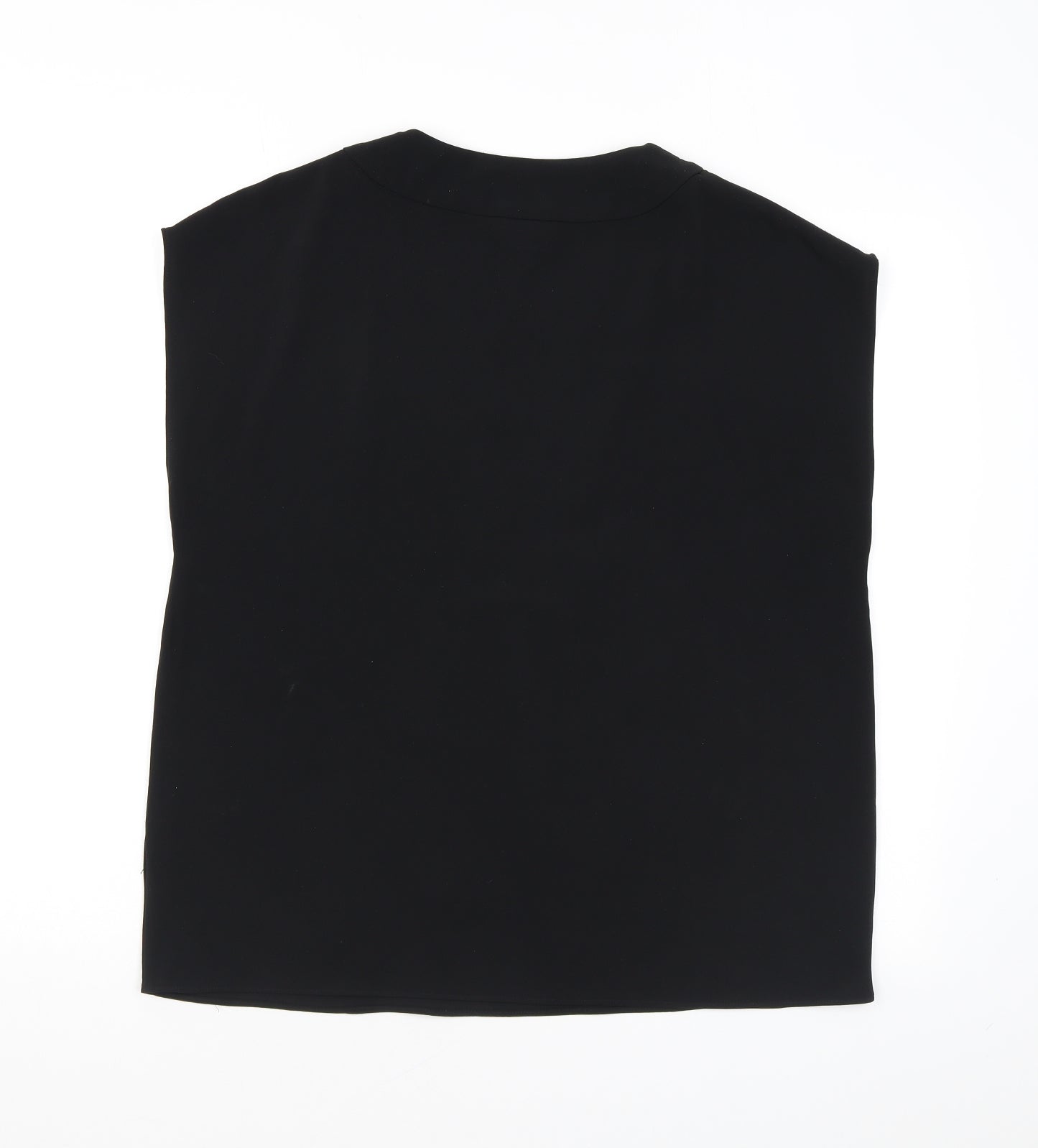 H&M Womens Black Polyester Basic Blouse Size 12 V-Neck