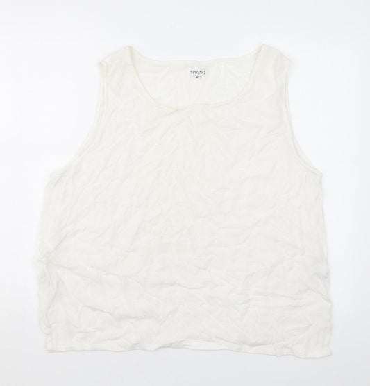 Spring Womens White Viscose Basic Tank Size 16 Roll Neck