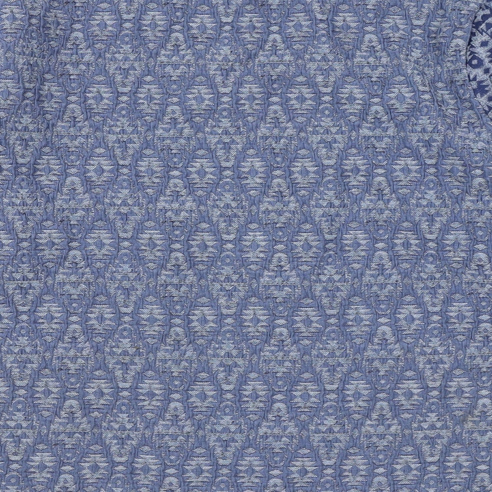 Indigo Womens Blue Geometric Polyester Basic T-Shirt Size 12 Round Neck