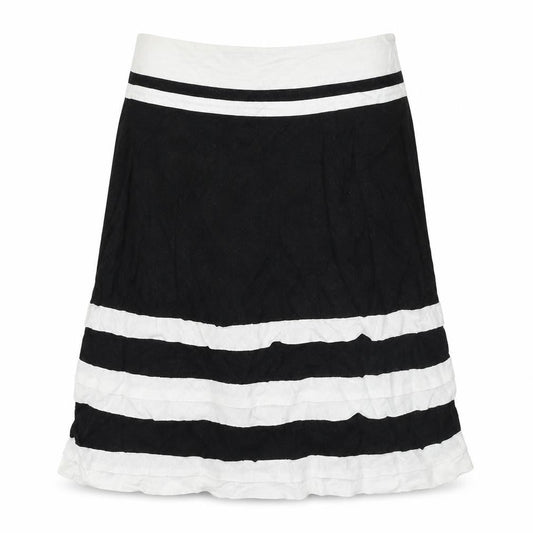 August Silk Womens Black Striped Linen A-Line Skirt Size 12 Zip