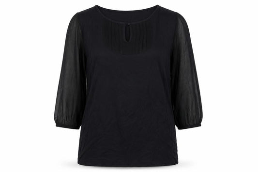 Marks and Spencer Womens Black Viscose Basic Blouse Size 12 Round Neck
