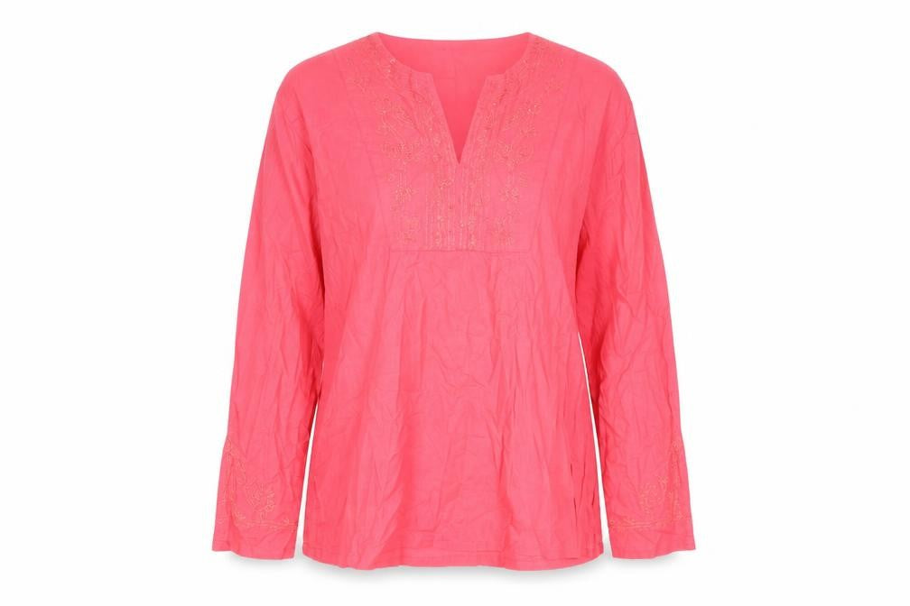 TIGI Womens Pink Geometric Cotton Basic Blouse Size 14 V-Neck