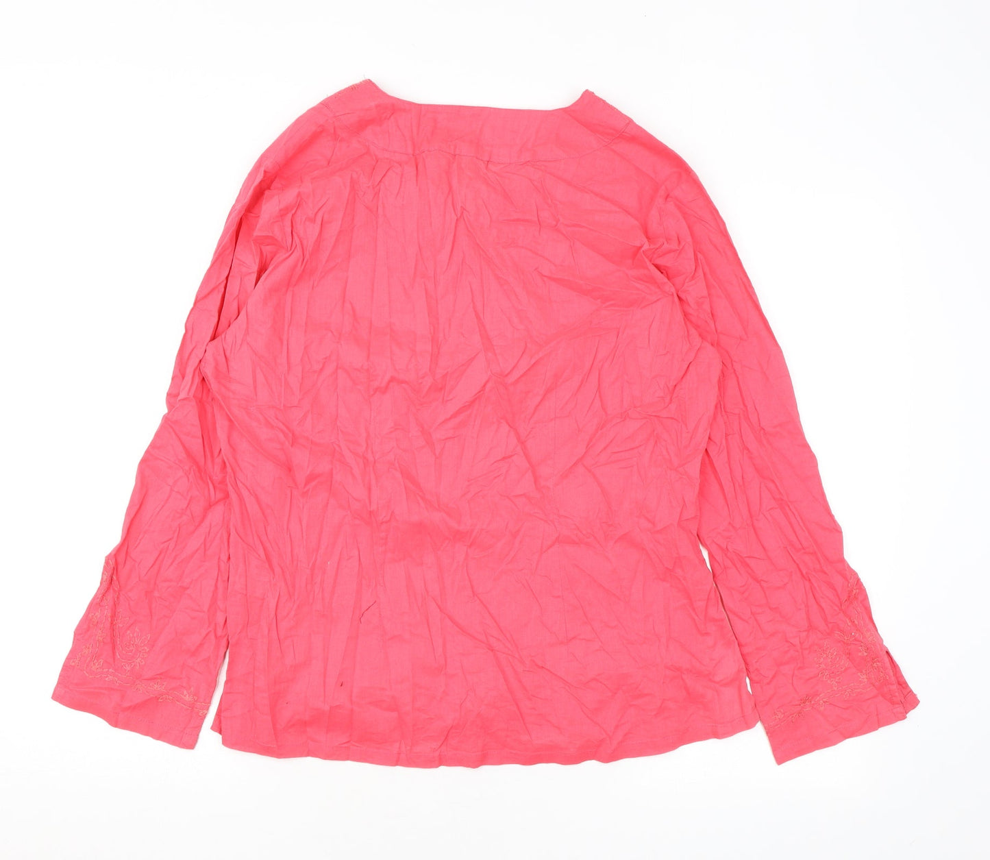 TIGI Womens Pink Geometric Cotton Basic Blouse Size 14 V-Neck