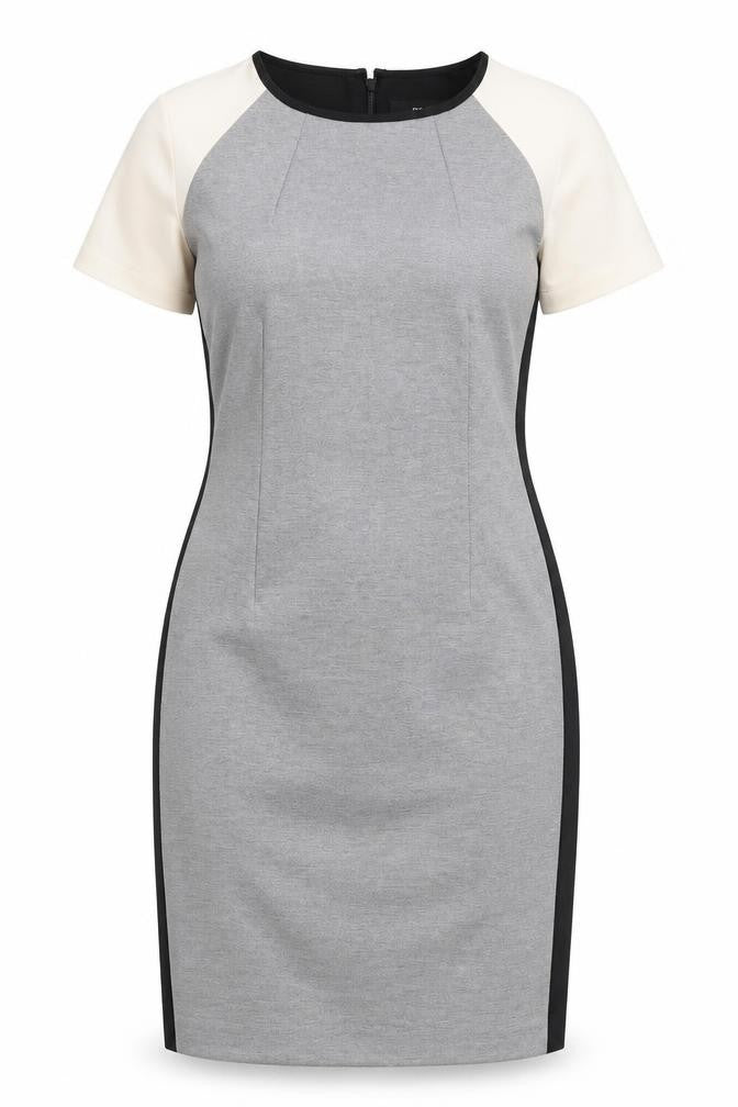 NEXT Womens Grey Colourblock Polyester Bodycon Size 14 Round Neck Zip