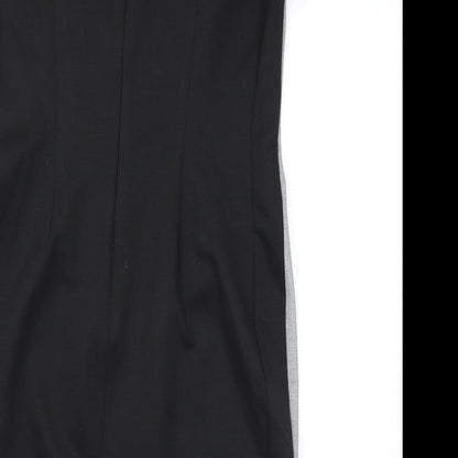 Next Womens Grey Colourblock Polyester Bodycon Size 14 Round Neck Zip