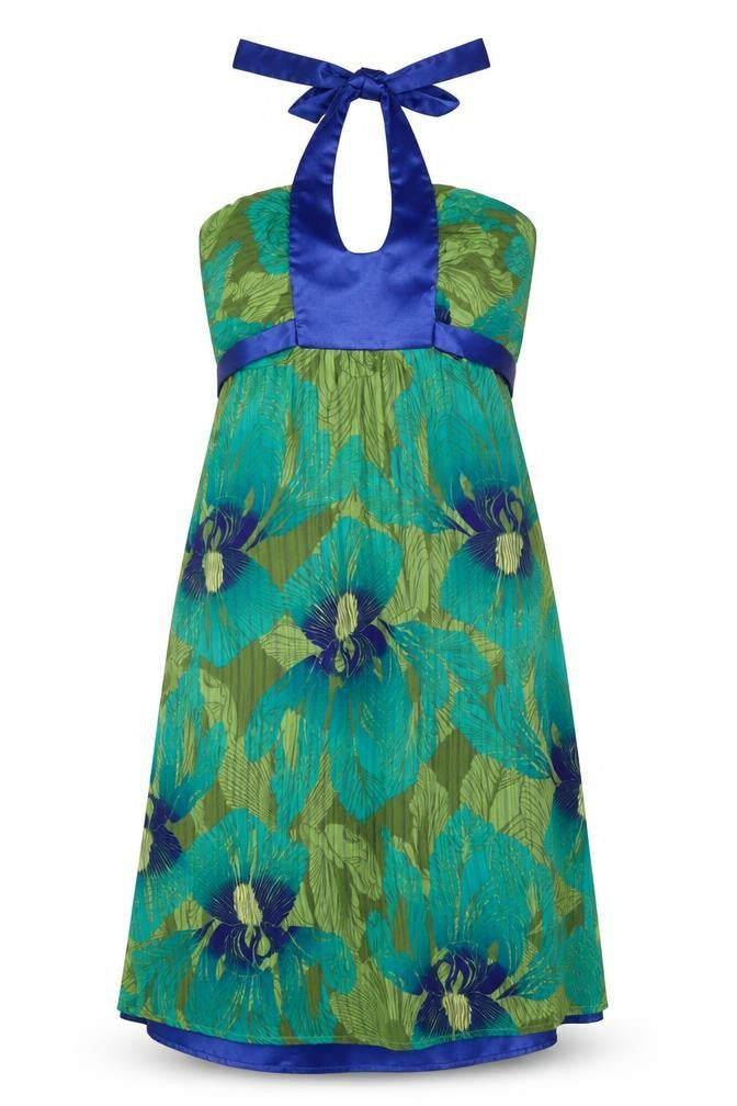 Principles Womens Green Geometric Polyester A-Line Size 8 Halter Zip