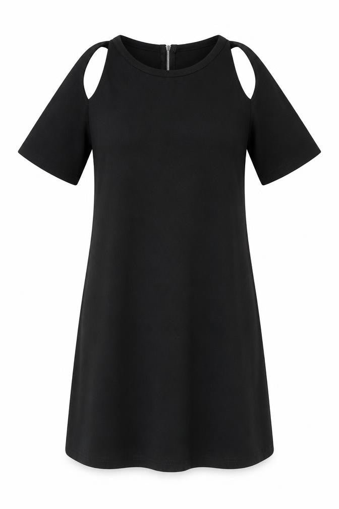 Boohoo Womens Black Polyester A-Line Size 8 Round Neck Zip - Cutout