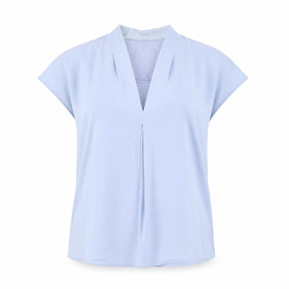 John Lewis Womens Blue Polyester Basic Blouse Size 12 V-Neck
