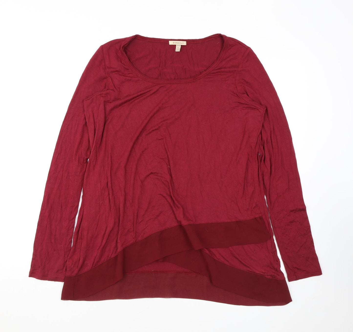 Bordeaux Womens Red Polyester Basic Blouse Size M Scoop Neck