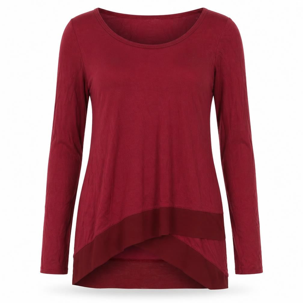 Bordeaux Womens Red Polyester Basic Blouse Size M Scoop Neck