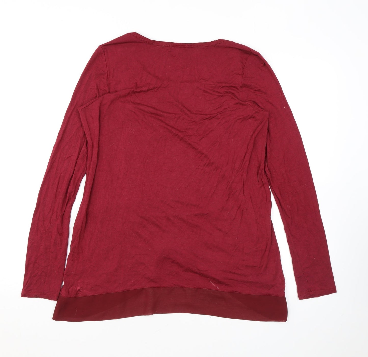 Bordeaux Womens Red Polyester Basic Blouse Size M Scoop Neck