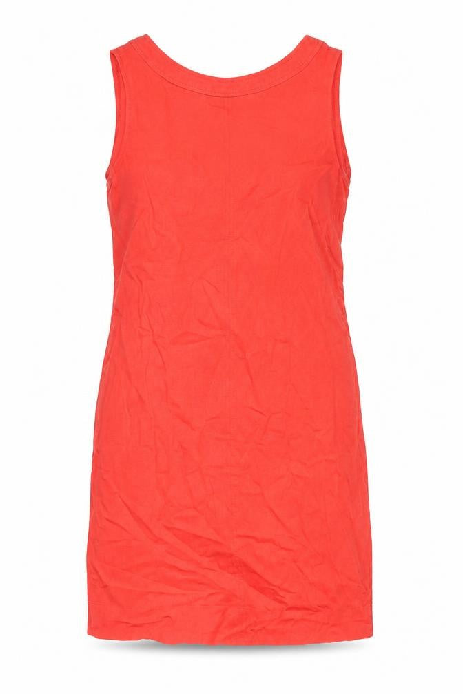 Marks & Spencer Womens Red Linen Shift Size 6 Boat Neck Zip