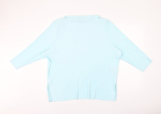 Marks and Spencer Womens Blue Polyester Basic Blouse Size 20 Boat Neck