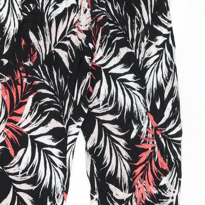 Paraphrase Womens Black Geometric Viscose Bloomer Trousers Size L L27 in Regular - Leaf print