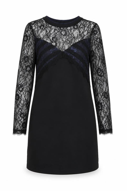 Zara Womens Black Polyamide Shift Size XS Round Neck Pullover - Lace detail