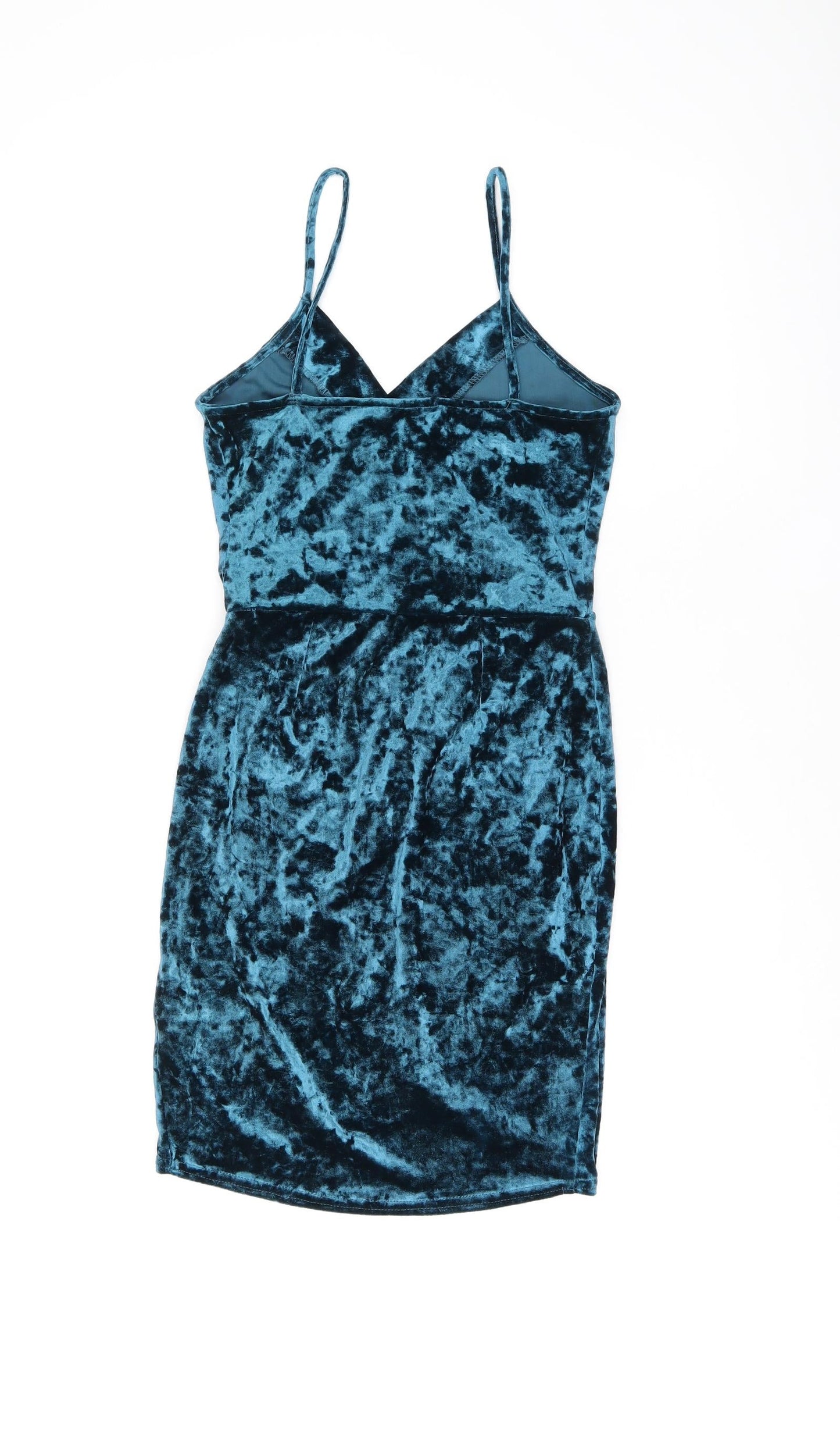 New Look Womens Blue Polyester Bodycon Size 8 V-Neck Pullover