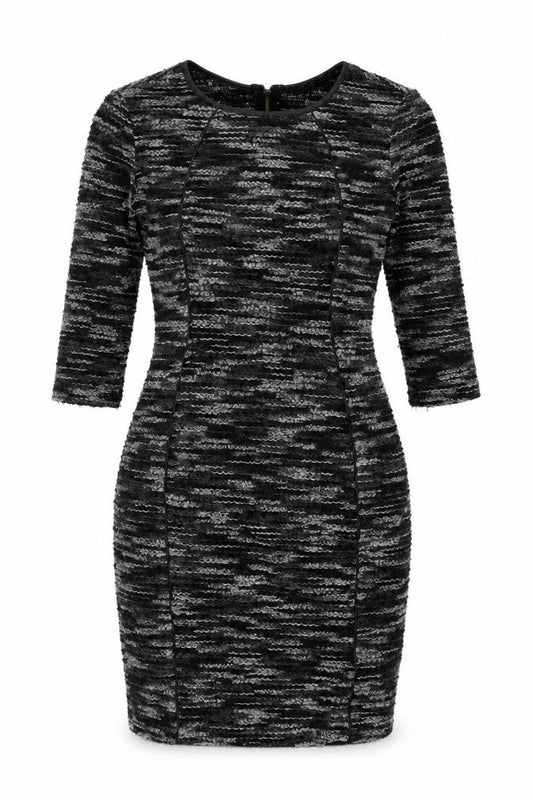 AGGI Womens Grey Polyester Bodycon Size 6 Boat Neck Zip