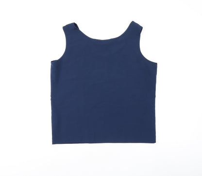 Debenhams Womens Blue Polyester Basic Tank Size 12 Scoop Neck