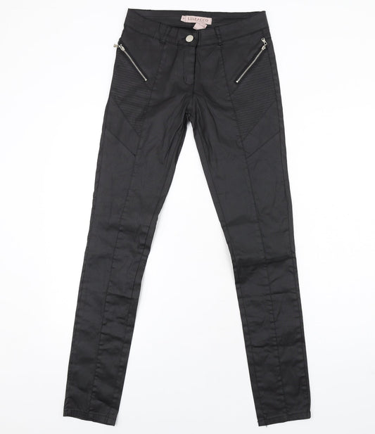 Luizacco Womens Black Cotton Skinny Jeans Size S L32 in Regular Zip - Leather Coated