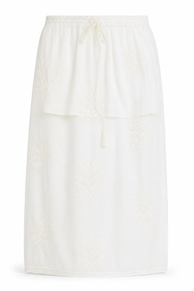 Zara Womens Ivory Polyester A-Line Skirt Size M Drawstring