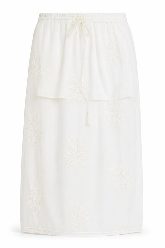 Zara Womens Ivory Polyester A-Line Skirt Size M Drawstring
